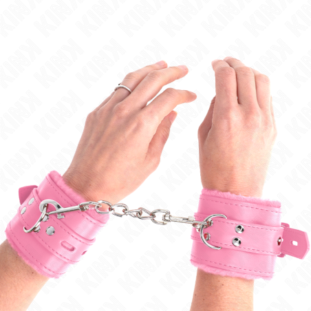 Kink | Fur Lined Adjustable Wrist Cuffs | Pink