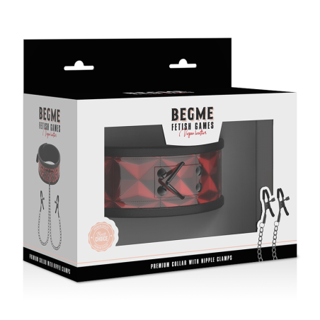 BEGME | Red Edition | Collar With Nipple Clamps With Neoprene Lining