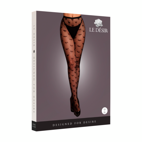 Heart Patterned Tights - One Size - Black