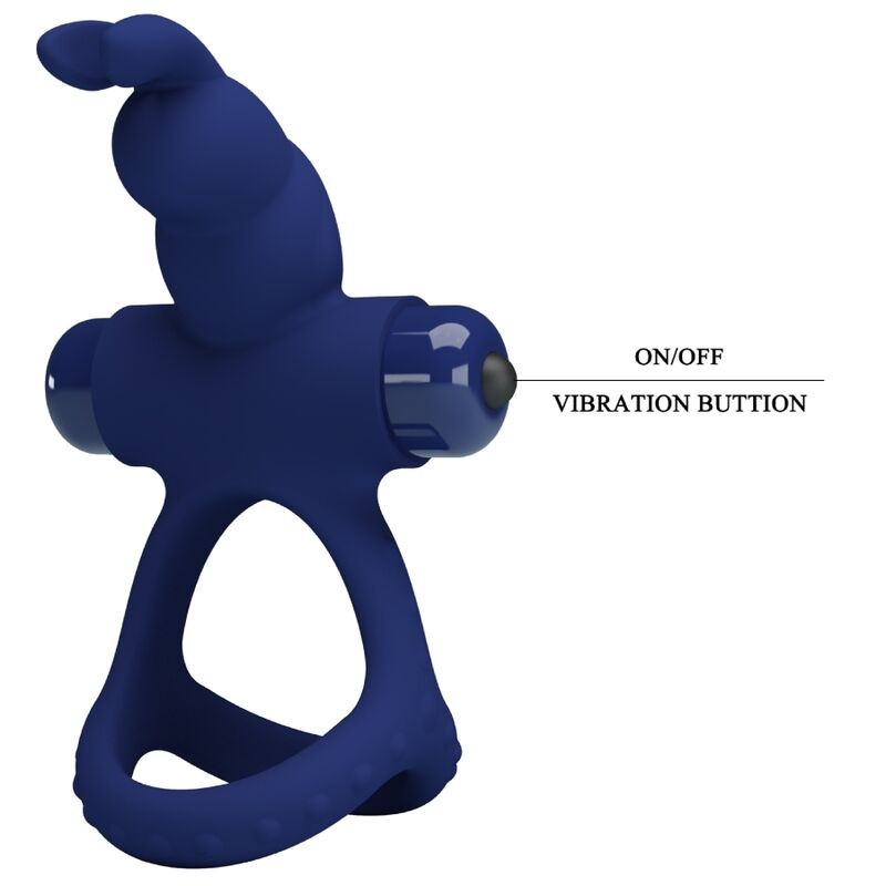 PRETTY LOVE | LUCHITO | Double Vibrating Ring Rabbit - Blue