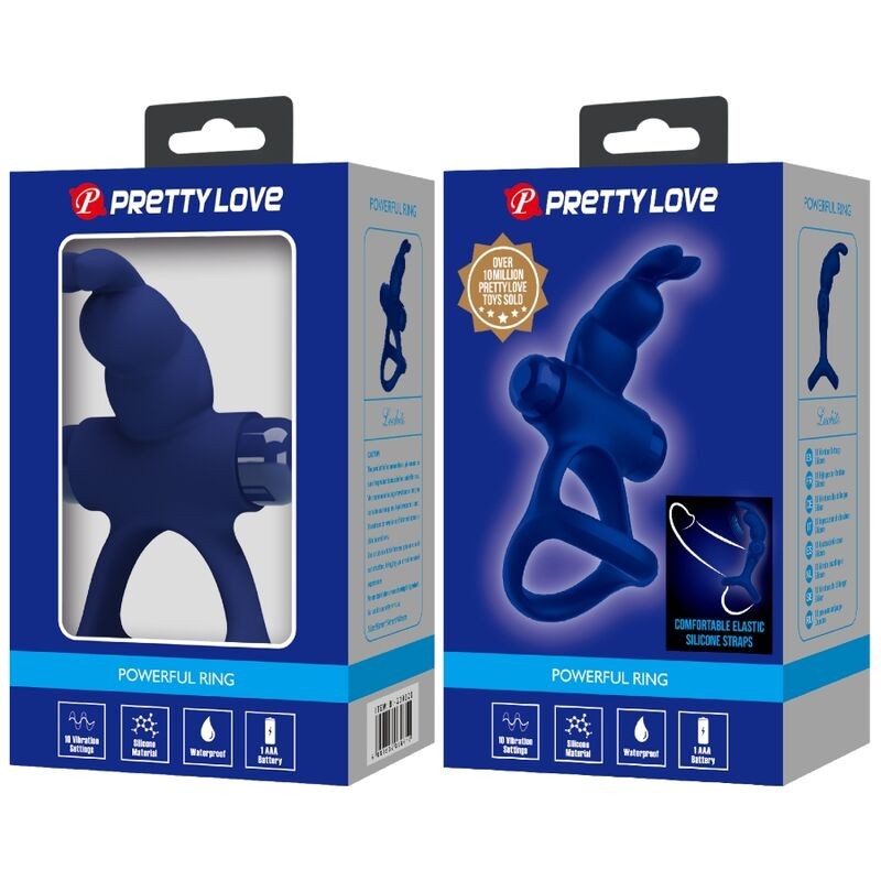 PRETTY LOVE | LUCHITO | Double Vibrating Ring Rabbit - Blue