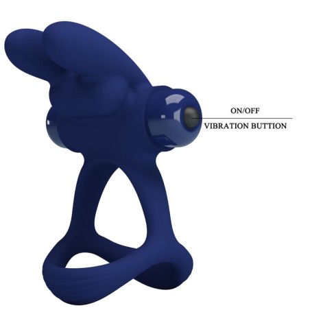 PRETTY LOVE | FRANCISCO | Double Vibrating Cock Ring Rabbit - Blue