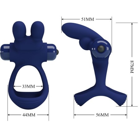 PRETTY LOVE | FRANCISCO | Double Vibrating Cock Ring Rabbit - Blue