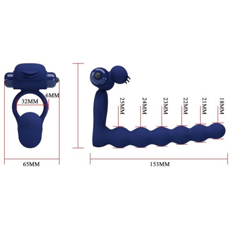 PRETTY LOVE | AJMAL | Double Penetration Vibrating Cock Ring - Blue