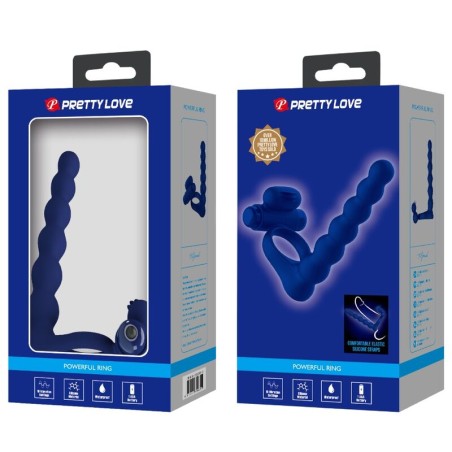 PRETTY LOVE | AJMAL | Double Penetration Vibrating Cock Ring - Blue