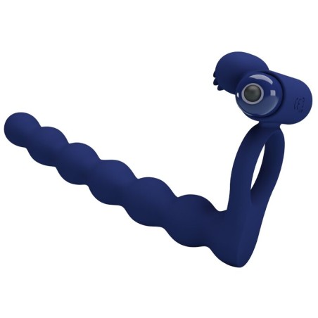 PRETTY LOVE | AJMAL | Double Penetration Vibrating Cock Ring - Blue