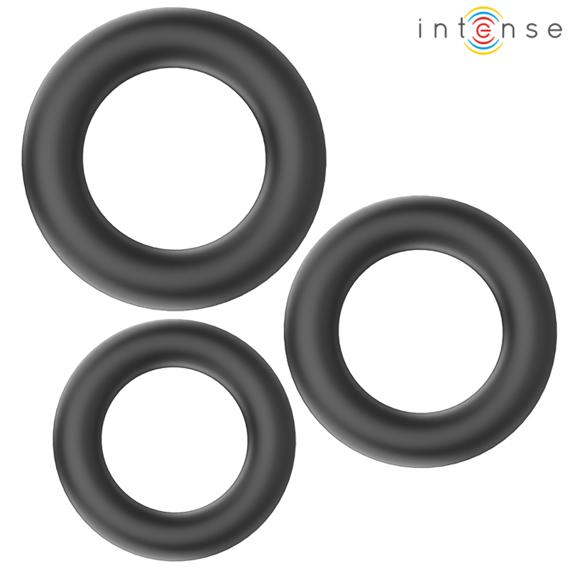 INTENSE | HUGH | 3 Basic Silicone Penis Rings - Black