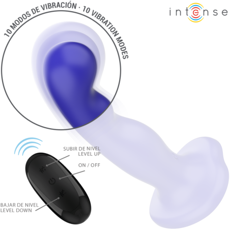 INTENSE | SHORTY | Vibrator With Suction Cup - Remote Control - Blue