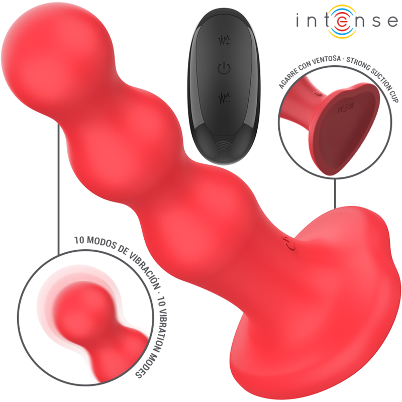 INTENSE | CODY | Vibrator With Suction Cup - Remote Control - Red
