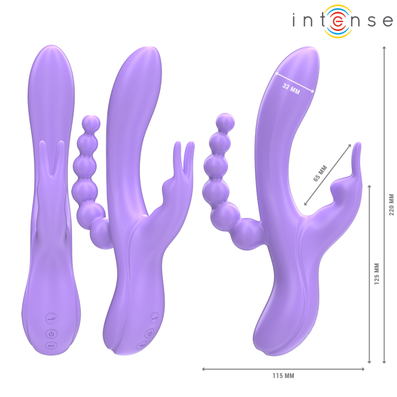 INTENSE | MIKO | Triple Vibrator Rabbit & Stimulator & Anal 7 Vibrations - Purple