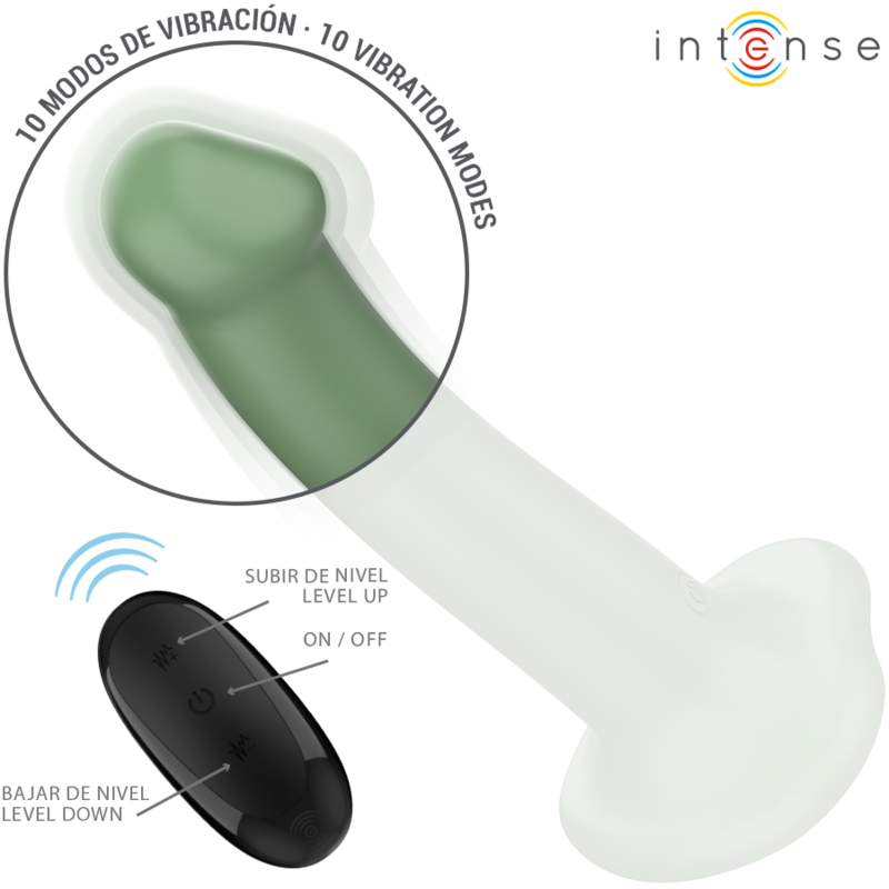 INTENSE | BECCA | Vibrator With Suction Cup - 10 Vibrations Remote Control - Green