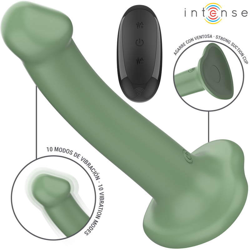 INTENSE | BECCA | Vibrator With Suction Cup - 10 Vibrations Remote Control - Green