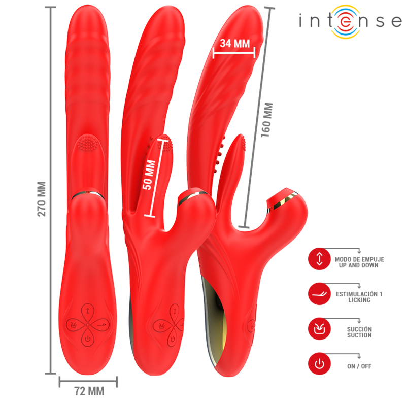 INTENSE | KAROL | Multifunction Vibrator Thrust & Stimulation & Suction - Red