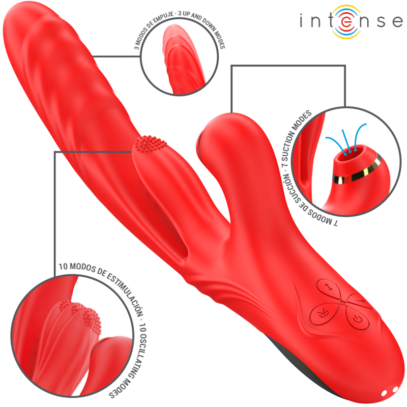INTENSE | KAROL | Multifunction Vibrator Thrust & Stimulation & Suction - Red