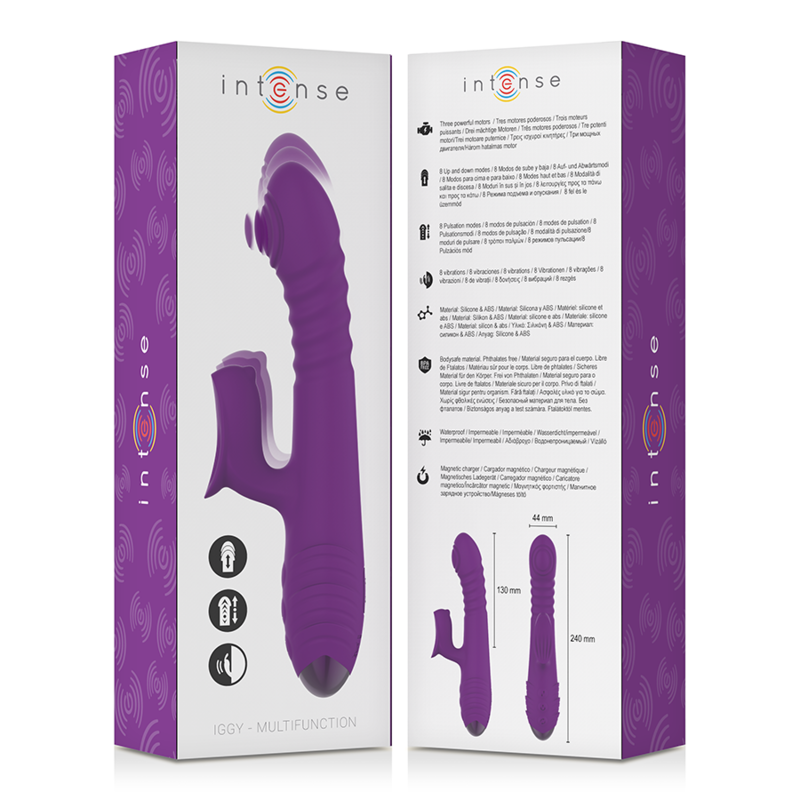 INTENSE | IGGY | Multifunction Rechargeable Vibrator, Thruster, Clitoral Stimulator - Purple