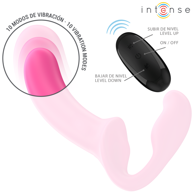 INTENSE | AMY | Double Strapon Vibrator - Remote Control - Pink