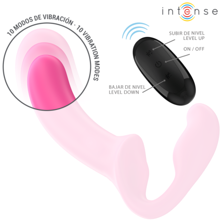 INTENSE | AMY | Double Strapon Vibrator - Remote Control - Pink