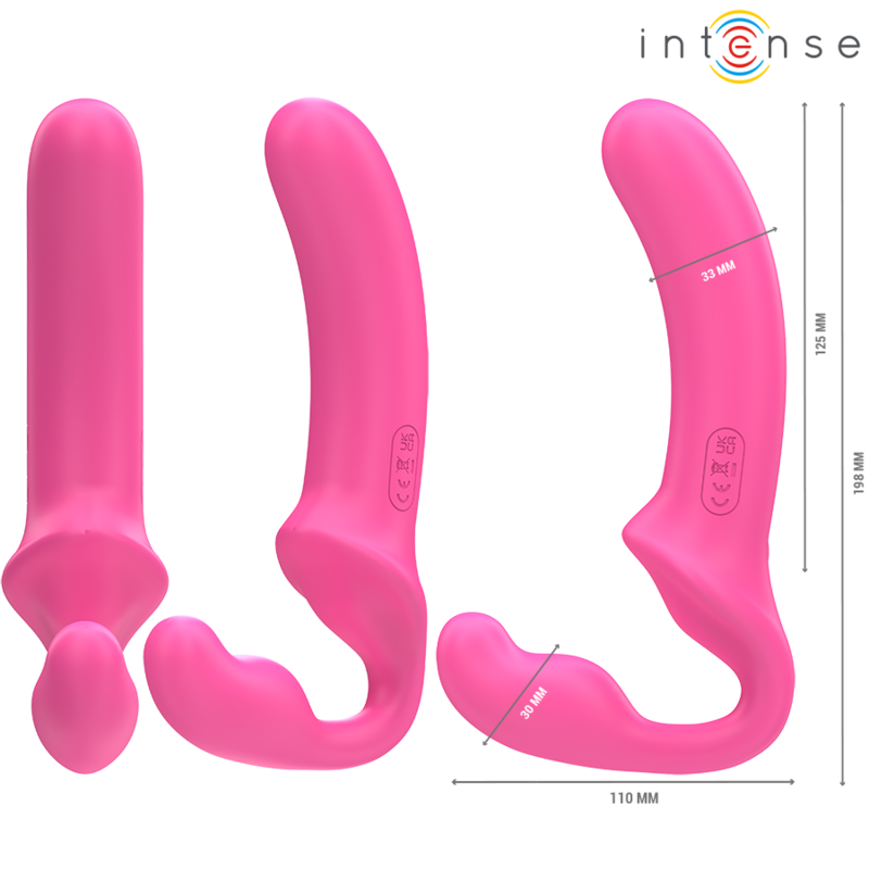 INTENSE | AMY | Double Strapon Vibrator - Remote Control - Pink