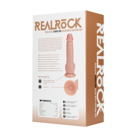 Real Rock | Vibrating Regular Straight Cock with Balls 18 cm - Flesh