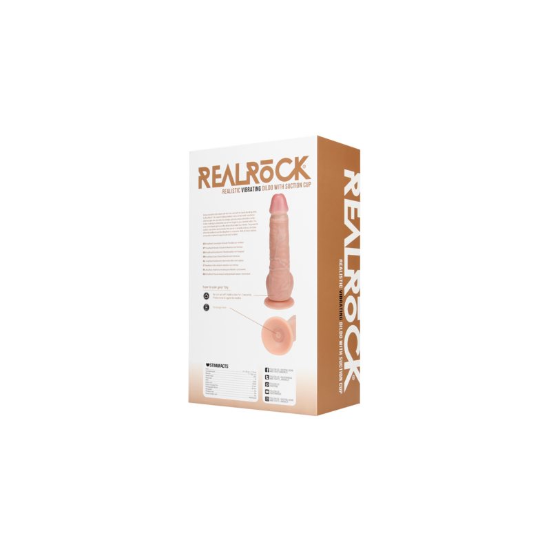 Real Rock | Vibrating Regular Straight Cock with Balls 23 cm - Flesh