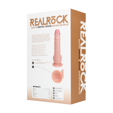 REALROCK | Vibrating and Rotating Straight Cock with Balls 20,5 cm - Flesh