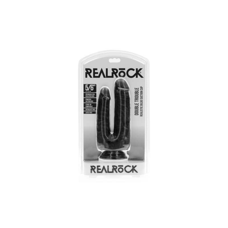 Double Trouble Realistic Dildo with Suction Cup - 15cm | Black