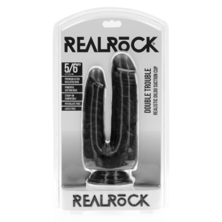 Double Trouble Realistic Dildo with Suction Cup - 15cm | Black