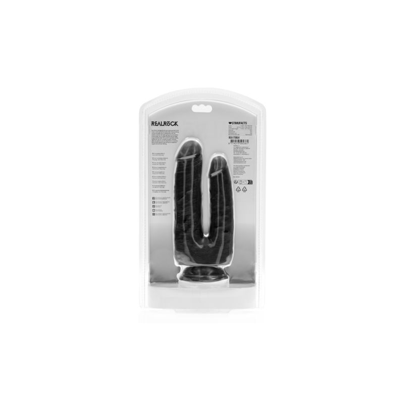 Double Trouble Realistic Dildo with Suction Cup - 15cm | Black