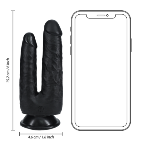 Double Trouble Realistic Dildo with Suction Cup - 15cm | Black