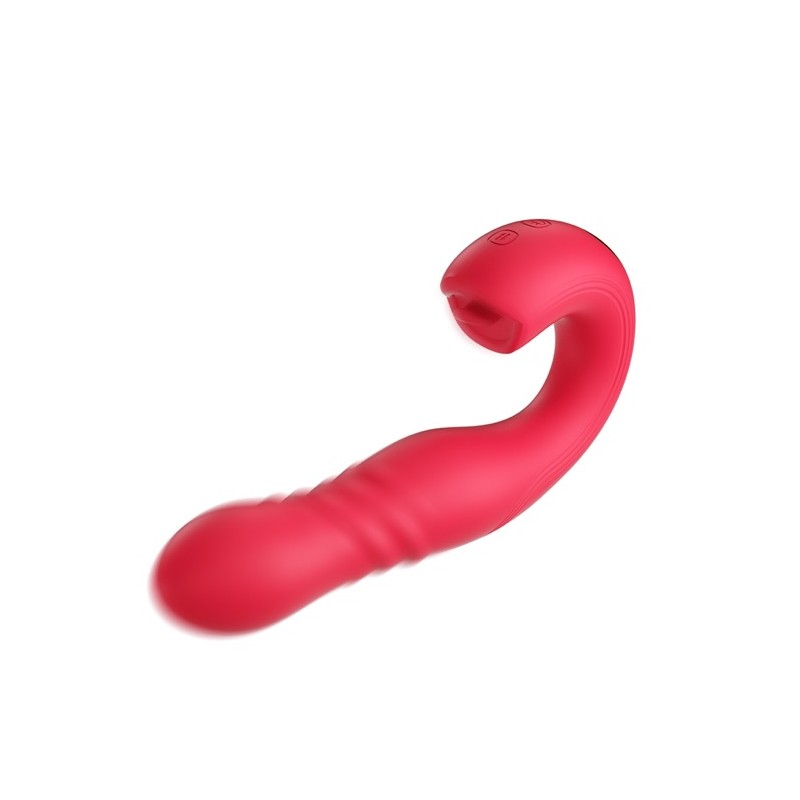 App Controlled Thrusting G-spot Vibrator & Tongue Clit Licker
