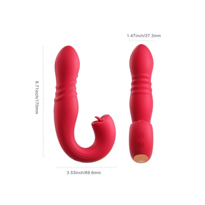 App Controlled Thrusting G-spot Vibrator & Tongue Clit Licker