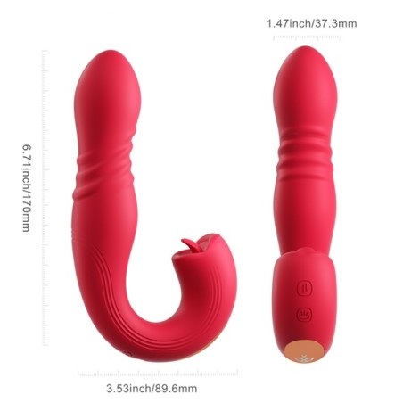 App Controlled Thrusting G-spot Vibrator & Tongue Clit Licker