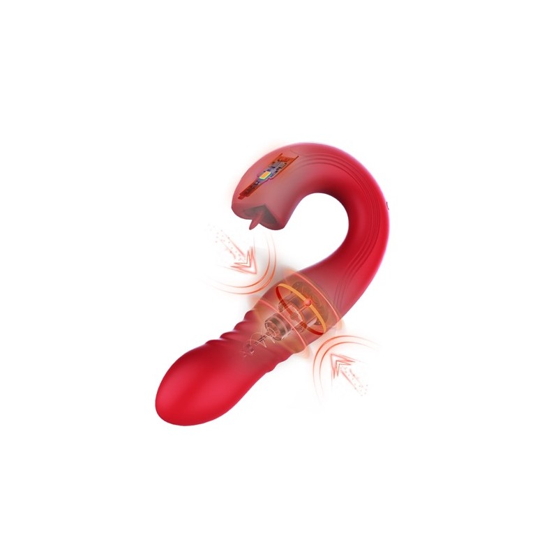 App Controlled Thrusting G-spot Vibrator & Tongue Clit Licker