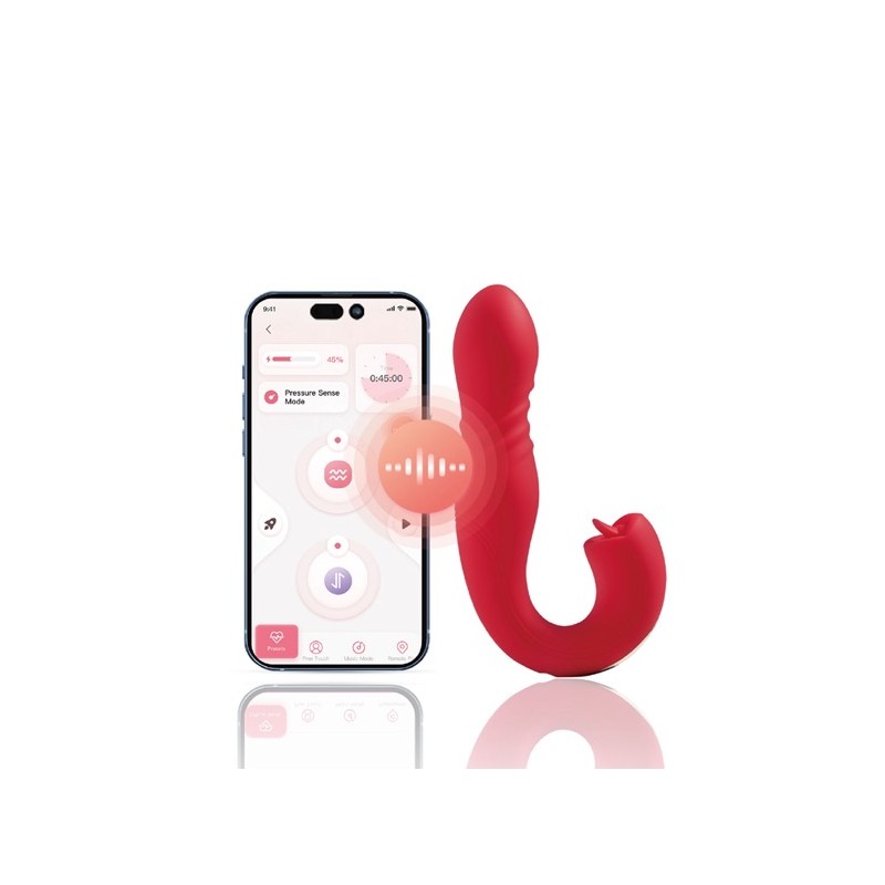 App Controlled Thrusting G-spot Vibrator & Tongue Clit Licker