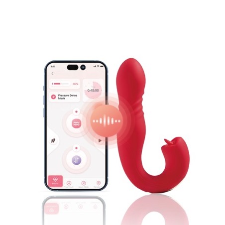 App Controlled Thrusting G-spot Vibrator & Tongue Clit Licker