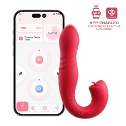 App Controlled Thrusting G-spot Vibrator & Tongue Clit Licker