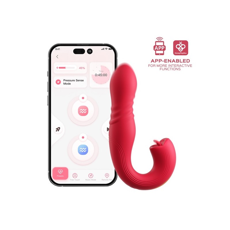 App Controlled Thrusting G-spot Vibrator & Tongue Clit Licker