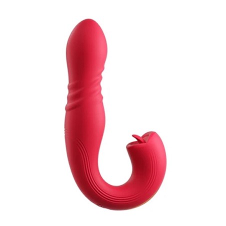 App Controlled Thrusting G-spot Vibrator & Tongue Clit Licker