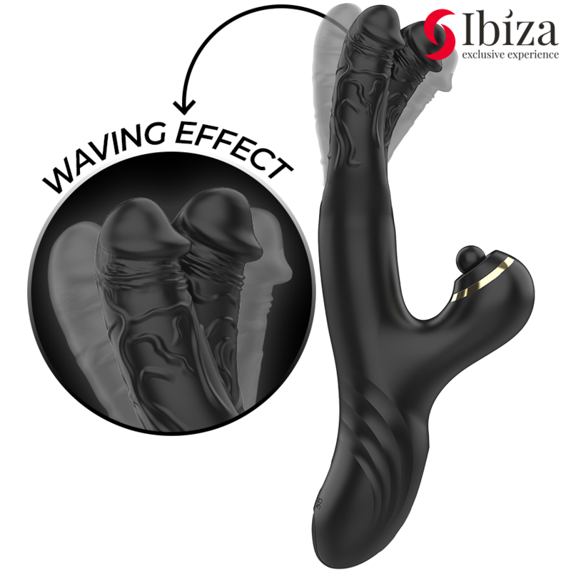 IBIZA | Two Dragons | Rabbit With Double Dildos Vibrator - Black