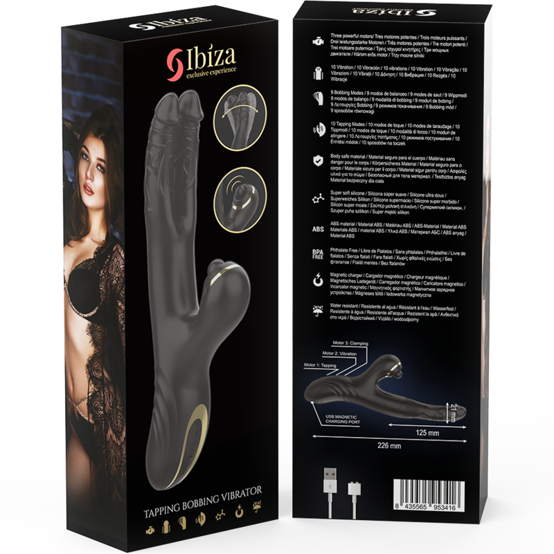 IBIZA | Two Dragons | Rabbit With Double Dildos Vibrator - Black