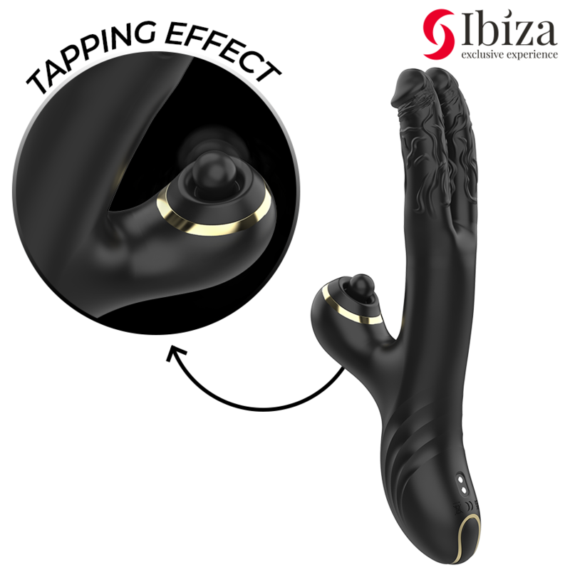 IBIZA | Two Dragons | Rabbit With Double Dildos Vibrator - Black