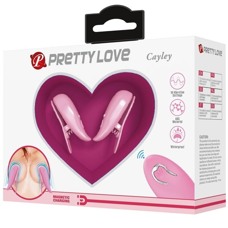 PRETTY LOVE | CAILEY | Nipple Clamps 10 Vibrations - Remote Controlled - Pink