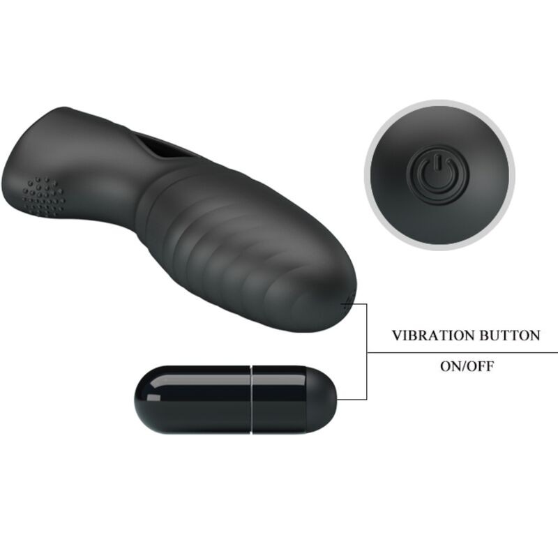 PRETTY LOVE | ALAN | Silicone Finger Vibrator - Black