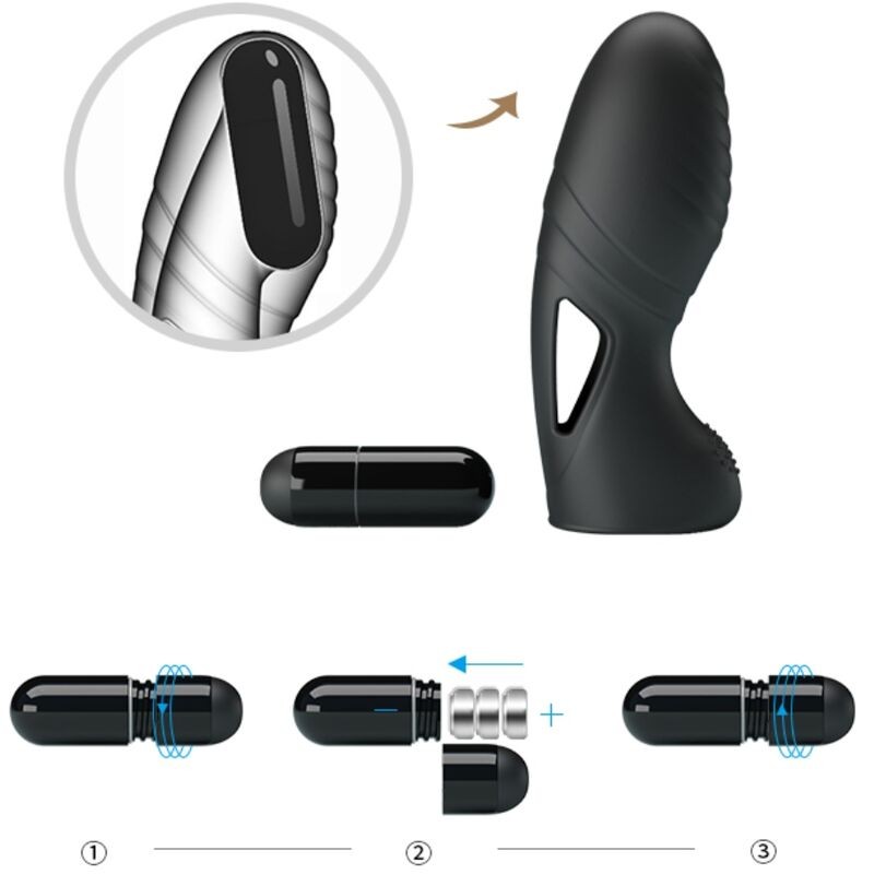 PRETTY LOVE | ALAN | Silicone Finger Vibrator - Black
