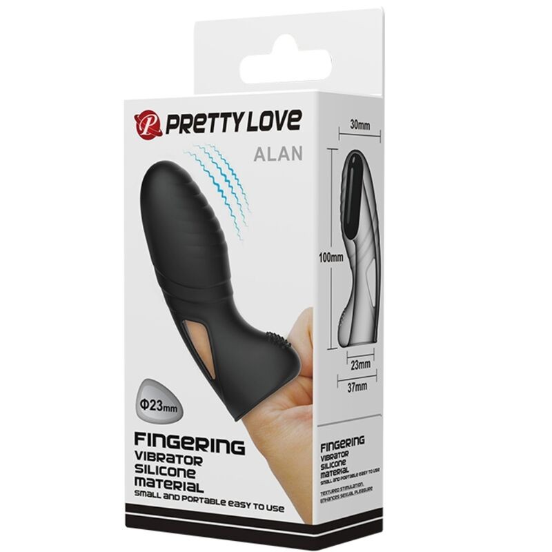 PRETTY LOVE | ALAN | Silicone Finger Vibrator - Black