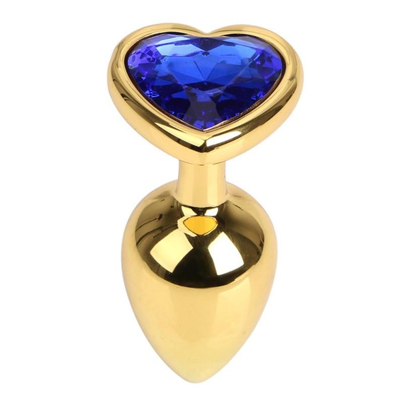 Passion Labs | Metal Anal Wedge With Blue Heart Shaped Jewel - Small