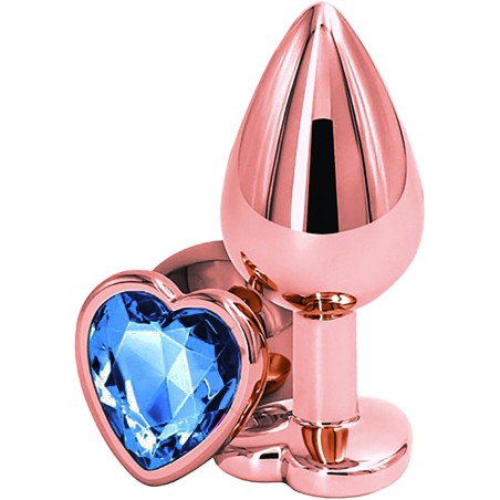 Passion Labs | Anal Wedge - Rose Gold With Blue Crystal Heart Shape - Small