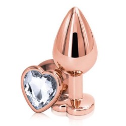 Passion Labs | Anal Wedge - Rose Gold With Clear Crystal Heart Shape - Small
