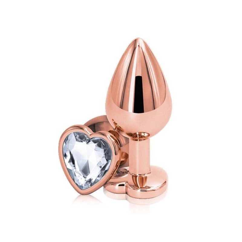 Passion Labs | Anal Wedge - Rose Gold With Clear Crystal Heart Shape - Small