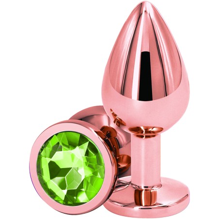 Dop Anal Charm | Anal Wedge - Rose Gold With Light Green Crystal - Medium